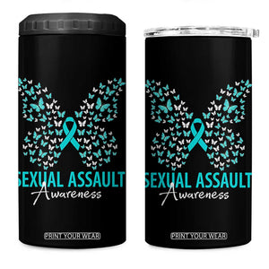 Sexual Assault Awareness Butterfly Ribbon 4 in 1 Can Cooler Tumbler TS14 One Size: 16 oz Black Print Your Wear