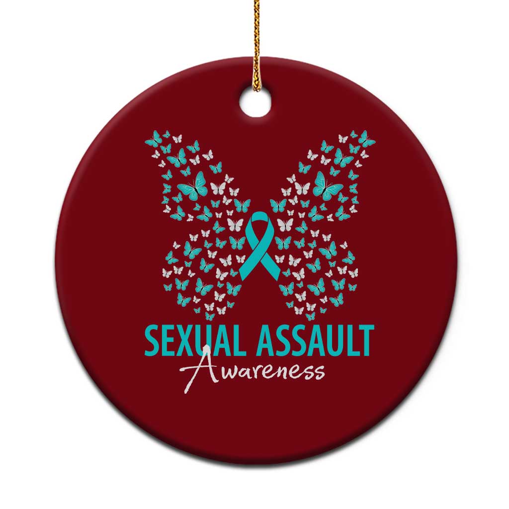 Sexual Assault Awareness Butterfly Ribbon Ceramic Ornament TS14 1pc Red Print Your Wear