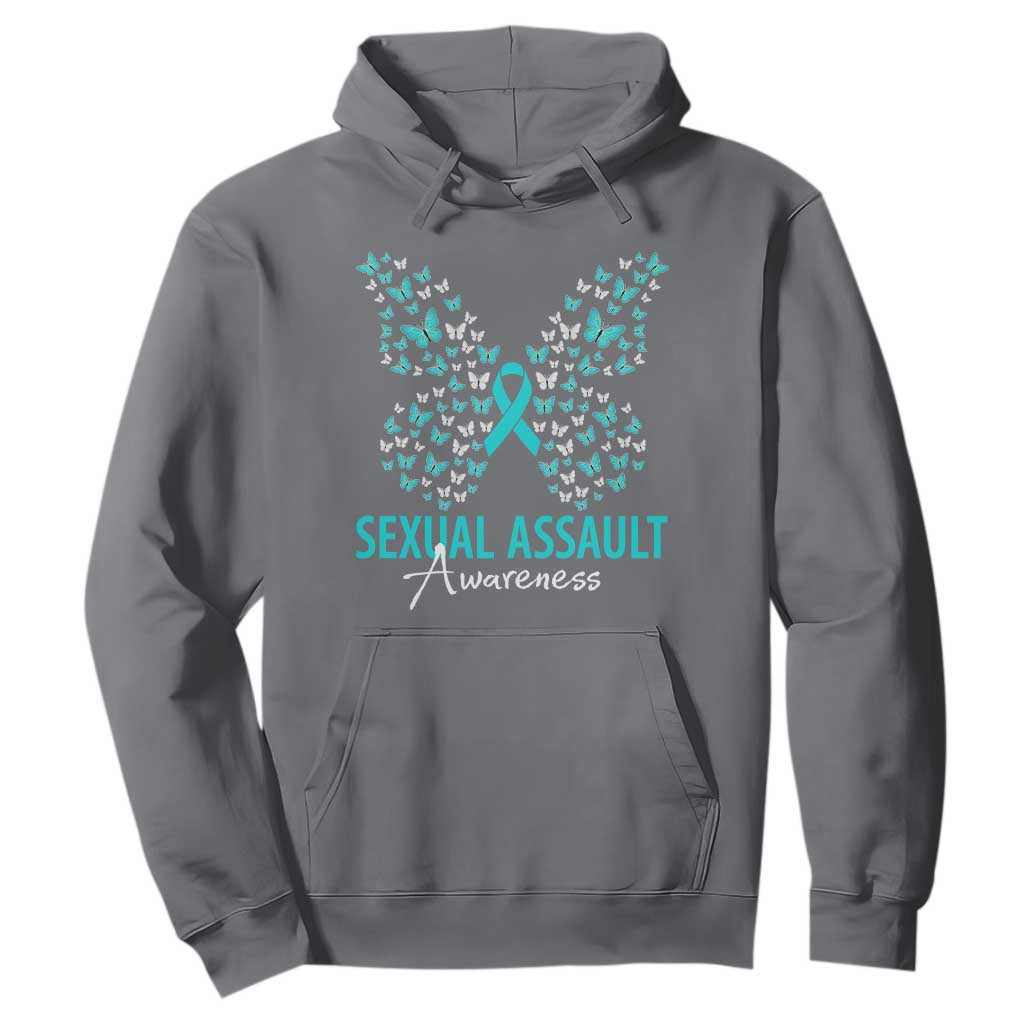 Sexual Assault Awareness Butterfly Ribbon Hoodie TS14 Charcoal Print Your Wear