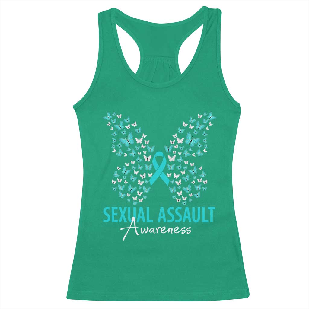 Sexual Assault Awareness Butterfly Ribbon Racerback Tank Top TS14 Irish Green Print Your Wear