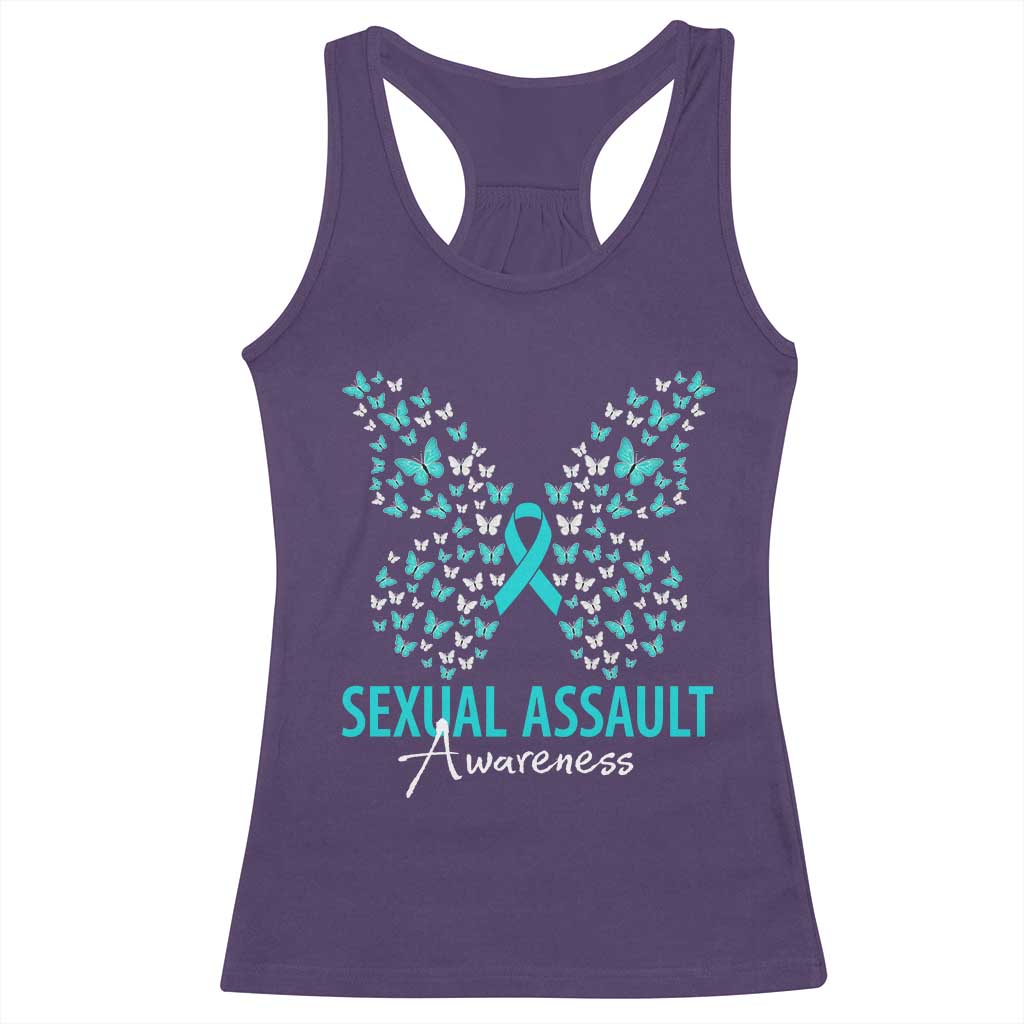 Sexual Assault Awareness Butterfly Ribbon Racerback Tank Top TS14 Purple Print Your Wear
