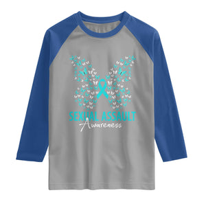 Sexual Assault Awareness Butterfly Ribbon Raglan Shirt TS14 Sport Gray Royal Print Your Wear