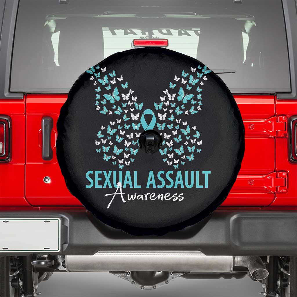 Sexual Assault Awareness Butterfly Ribbon Spare Tire Cover TS14 Black Print Your Wear