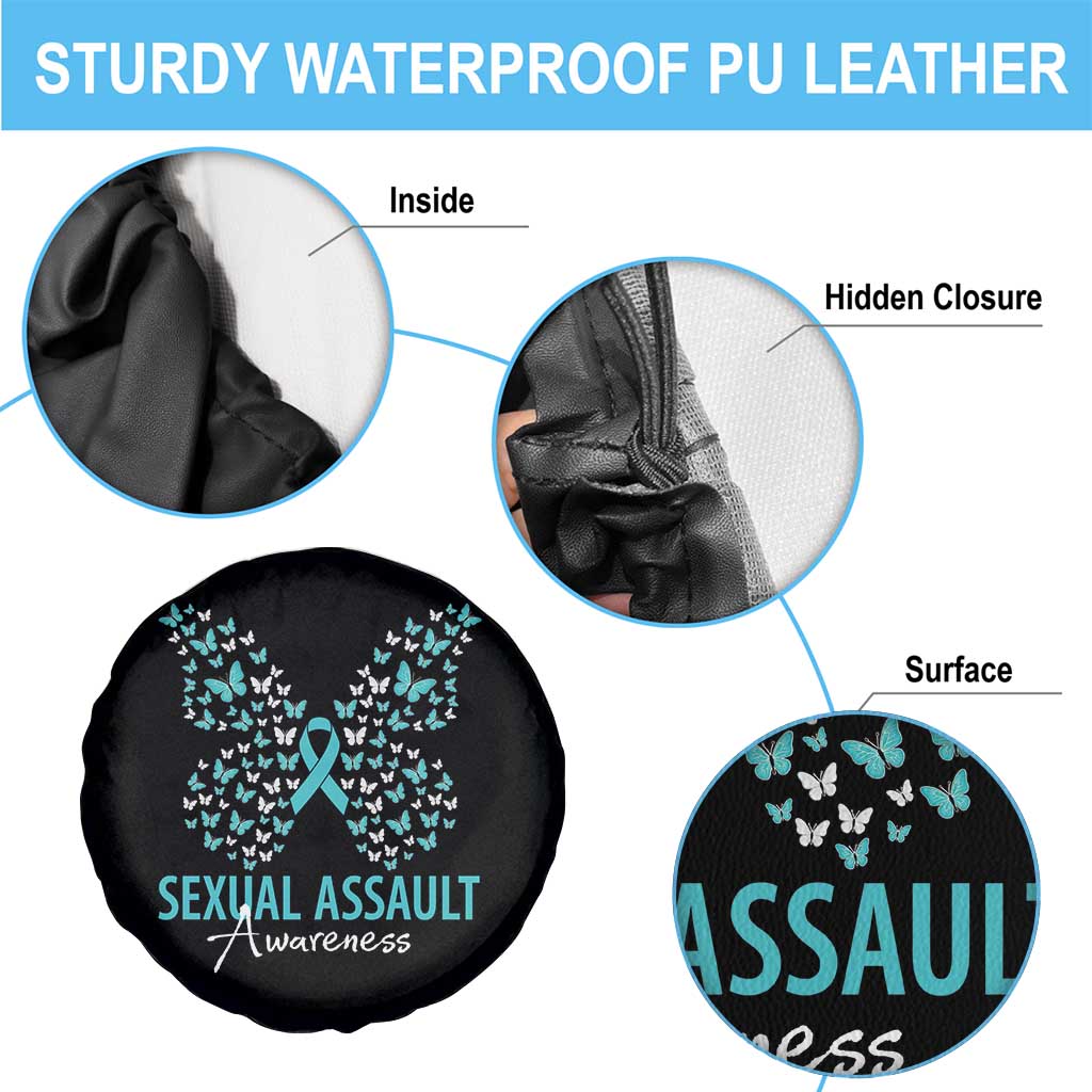 Sexual Assault Awareness Butterfly Ribbon Spare Tire Cover TS14 Print Your Wear