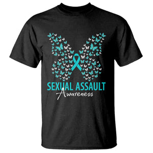 Sexual Assault Awareness Butterfly Ribbon T Shirt TS14 Black Print Your Wear