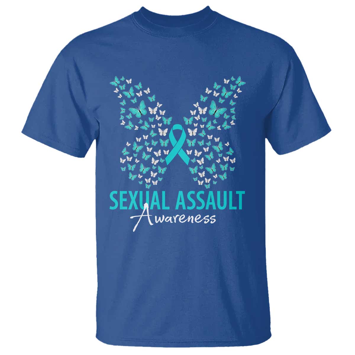 Sexual Assault Awareness Butterfly Ribbon T Shirt TS14 Royal Blue Print Your Wear
