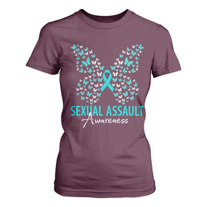 Sexual Assault Awareness Butterfly Ribbon T Shirt For Women TS14 Maroon Print Your Wear