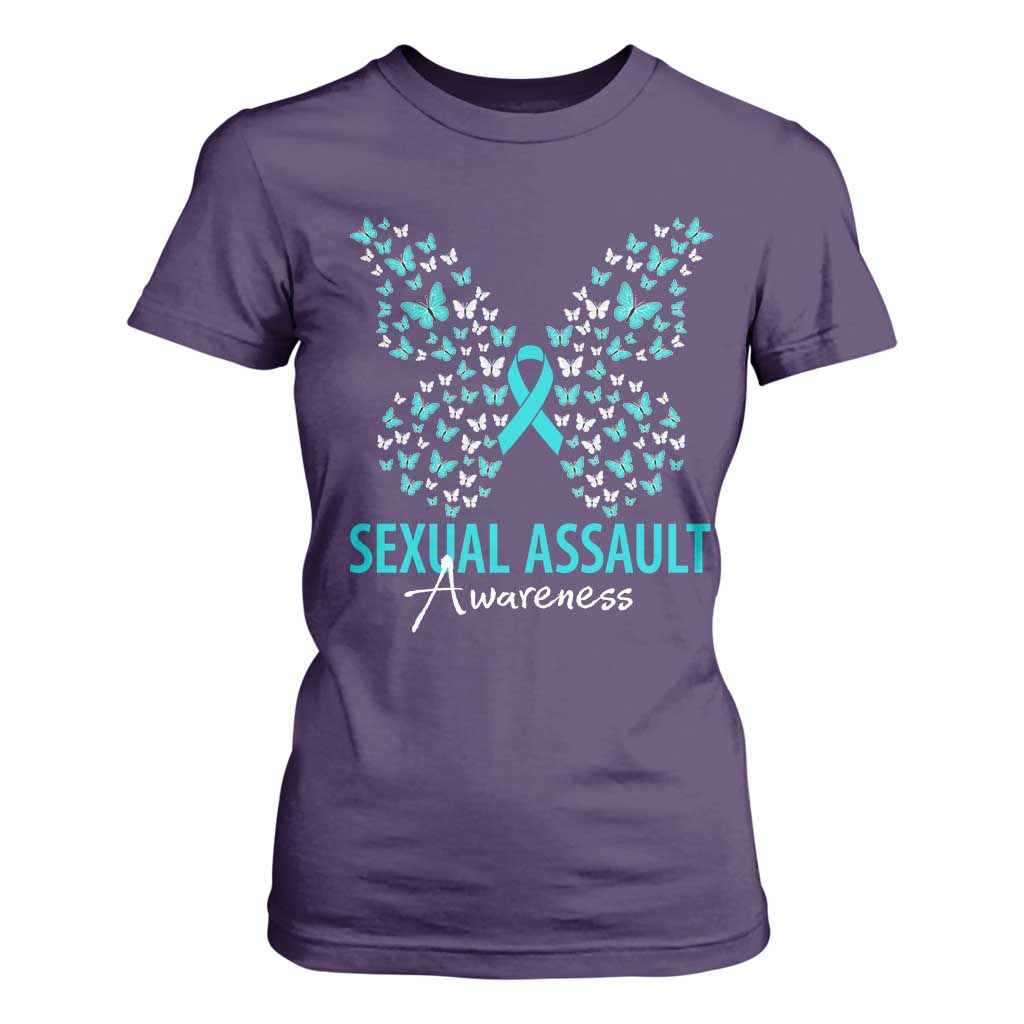 Sexual Assault Awareness Butterfly Ribbon T Shirt For Women TS14 Purple Print Your Wear