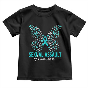 Sexual Assault Awareness Butterfly Ribbon Toddler T Shirt TS14 Black Print Your Wear