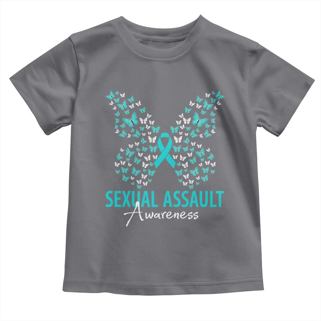 Sexual Assault Awareness Butterfly Ribbon Toddler T Shirt TS14 Charcoal Print Your Wear
