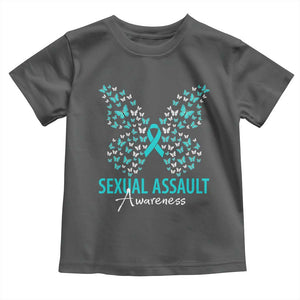 Sexual Assault Awareness Butterfly Ribbon Toddler T Shirt TS14 Dark Heather Print Your Wear