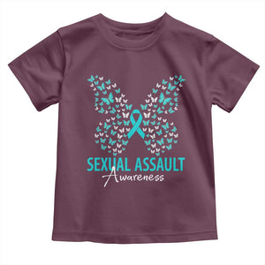 Sexual Assault Awareness Butterfly Ribbon Toddler T Shirt TS14 Maroon Print Your Wear