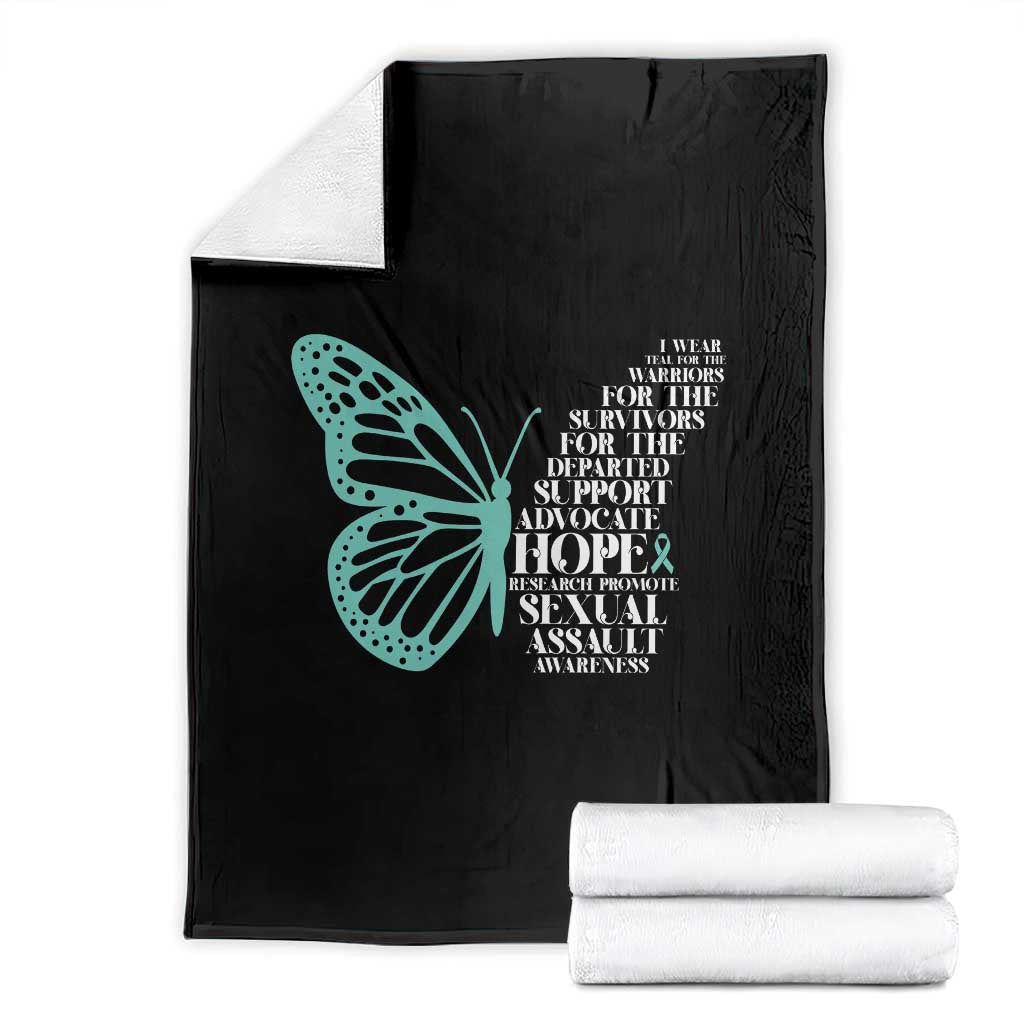 I Wear Teal For Sexual Assault Awareness Throw Blanket TS14 Black Print Your Wear
