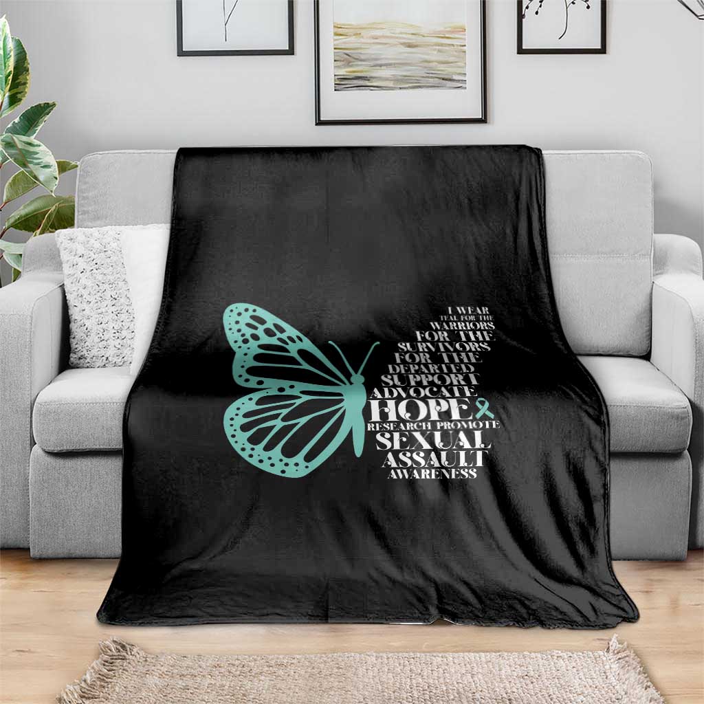 I Wear Teal For Sexual Assault Awareness Throw Blanket TS14 Print Your Wear
