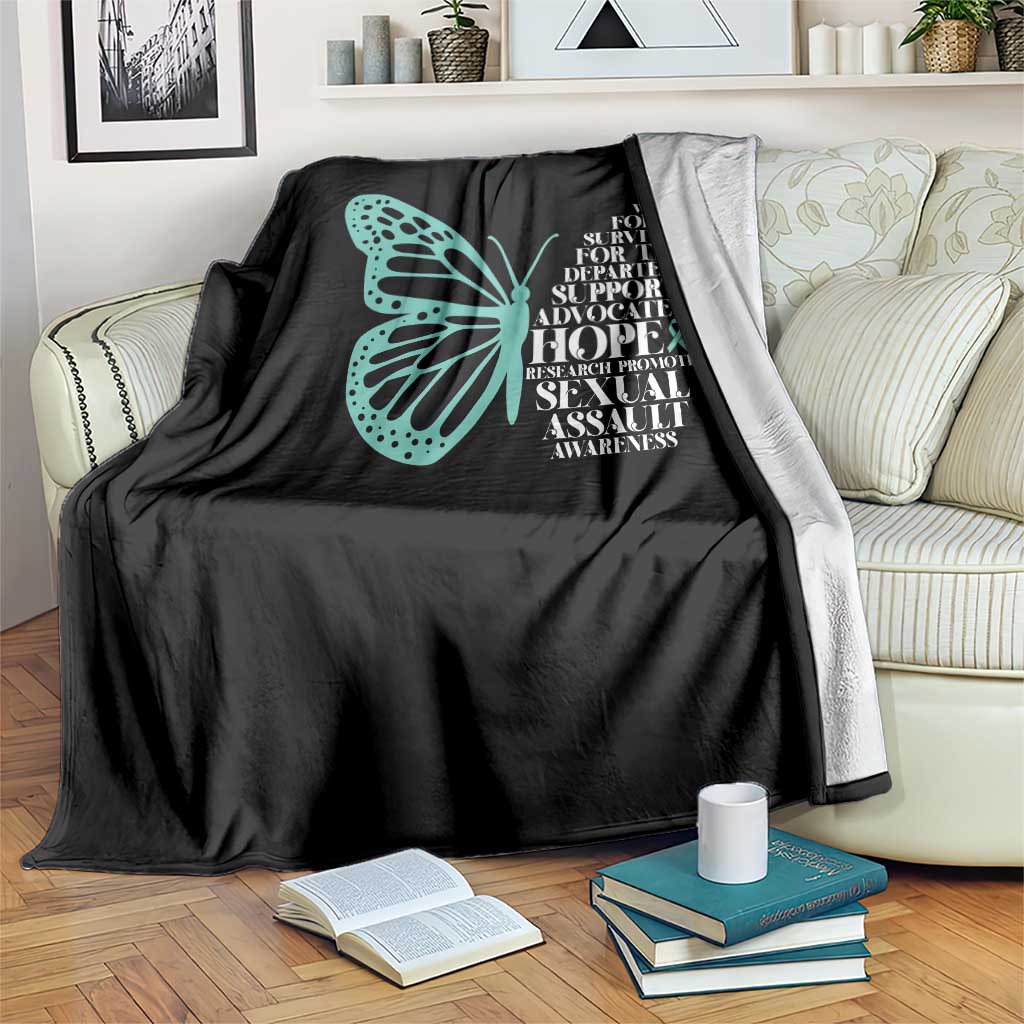 I Wear Teal For Sexual Assault Awareness Throw Blanket TS14 Print Your Wear