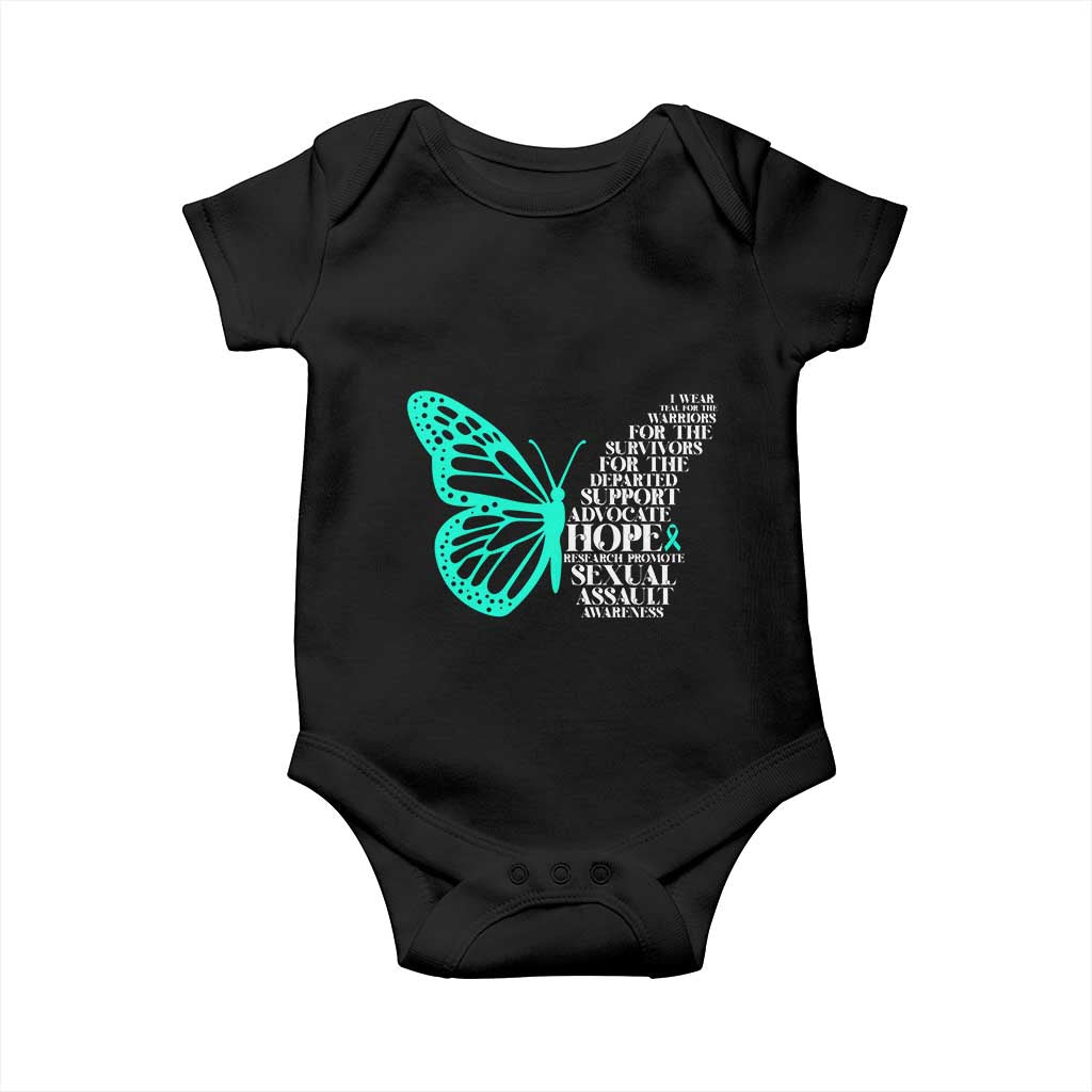 I Wear Teal For Sexual Assault Awareness Baby Onesie TS14 Black Print Your Wear