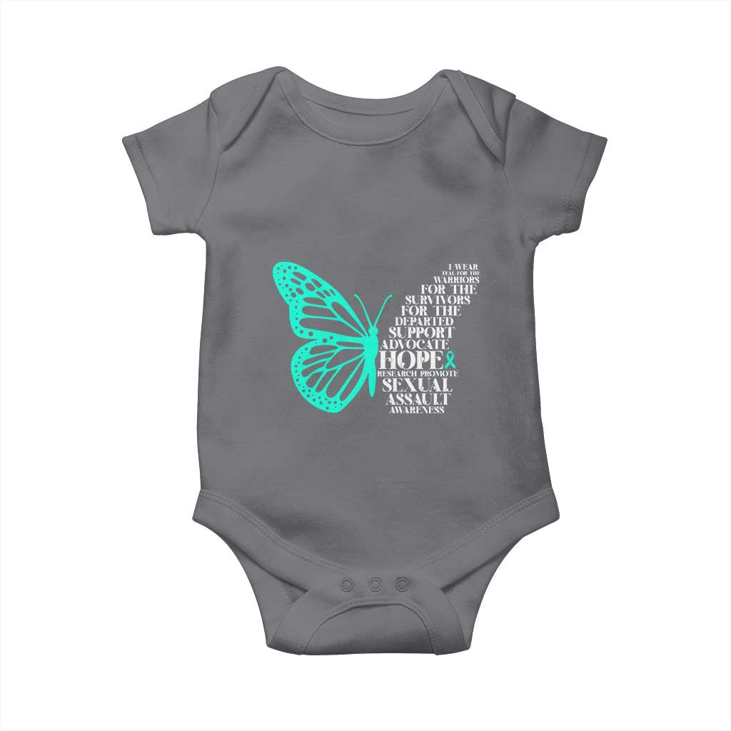 I Wear Teal For Sexual Assault Awareness Baby Onesie TS14 Charcoal Print Your Wear