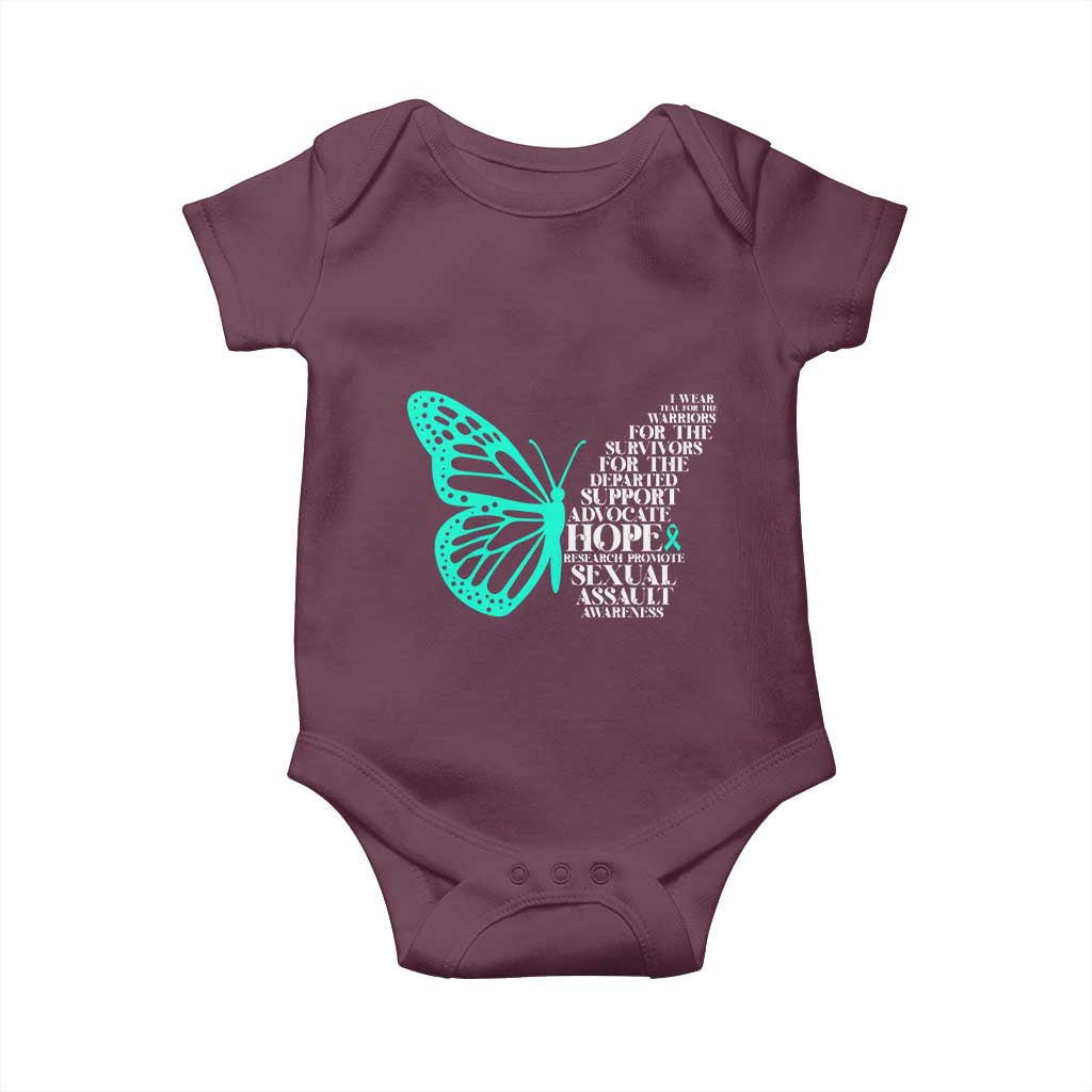 I Wear Teal For Sexual Assault Awareness Baby Onesie TS14 Maroon Print Your Wear