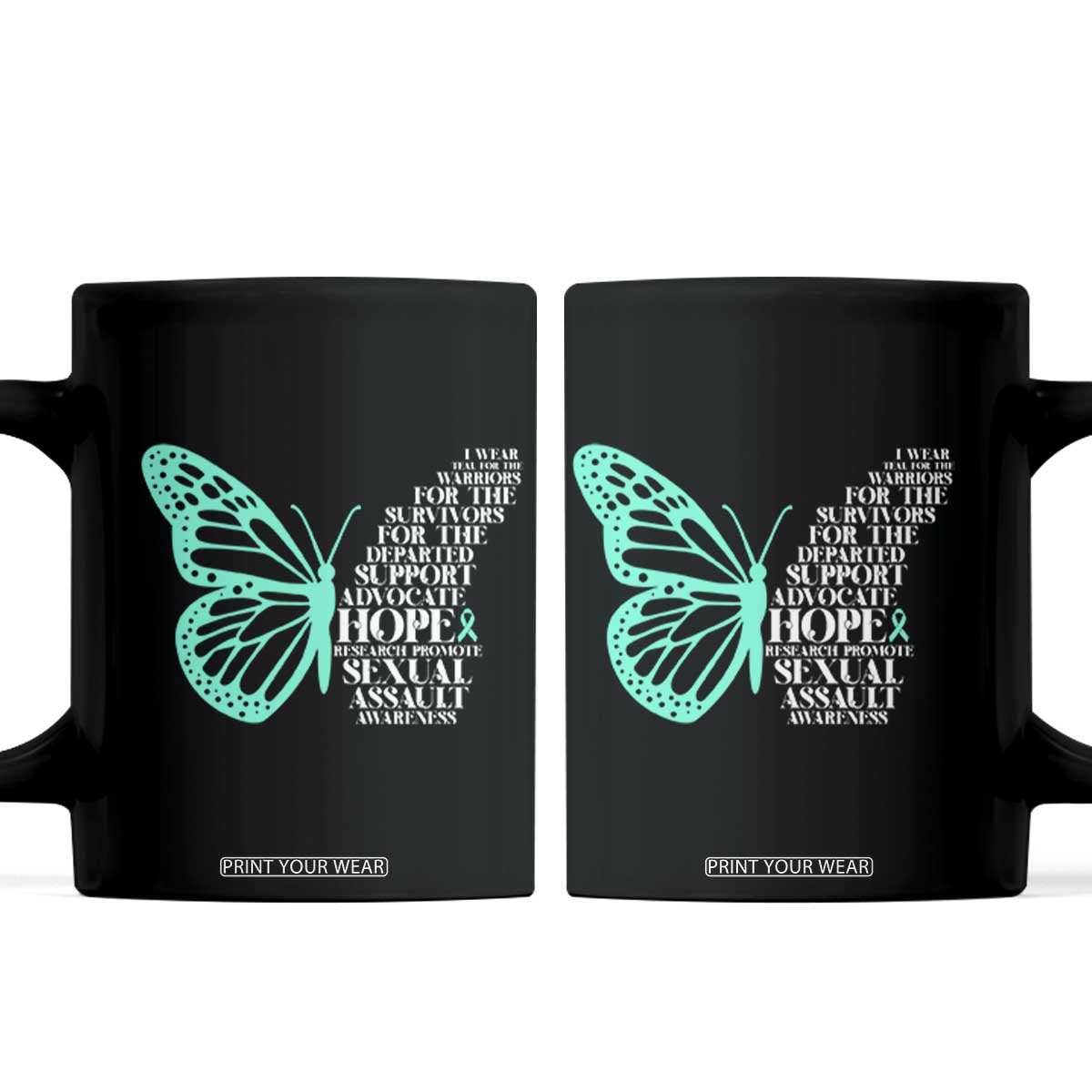 I Wear Teal For Sexual Assault Awareness Coffee Mug TS14 Black Print Your Wear