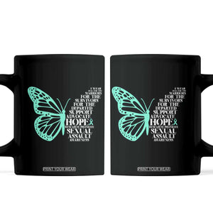 I Wear Teal For Sexual Assault Awareness Coffee Mug TS14 Black Print Your Wear