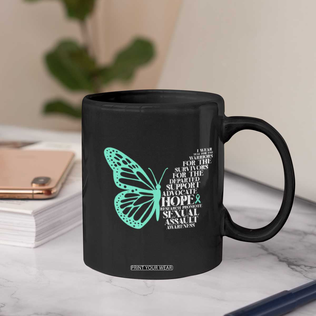 I Wear Teal For Sexual Assault Awareness Coffee Mug TS14 Print Your Wear