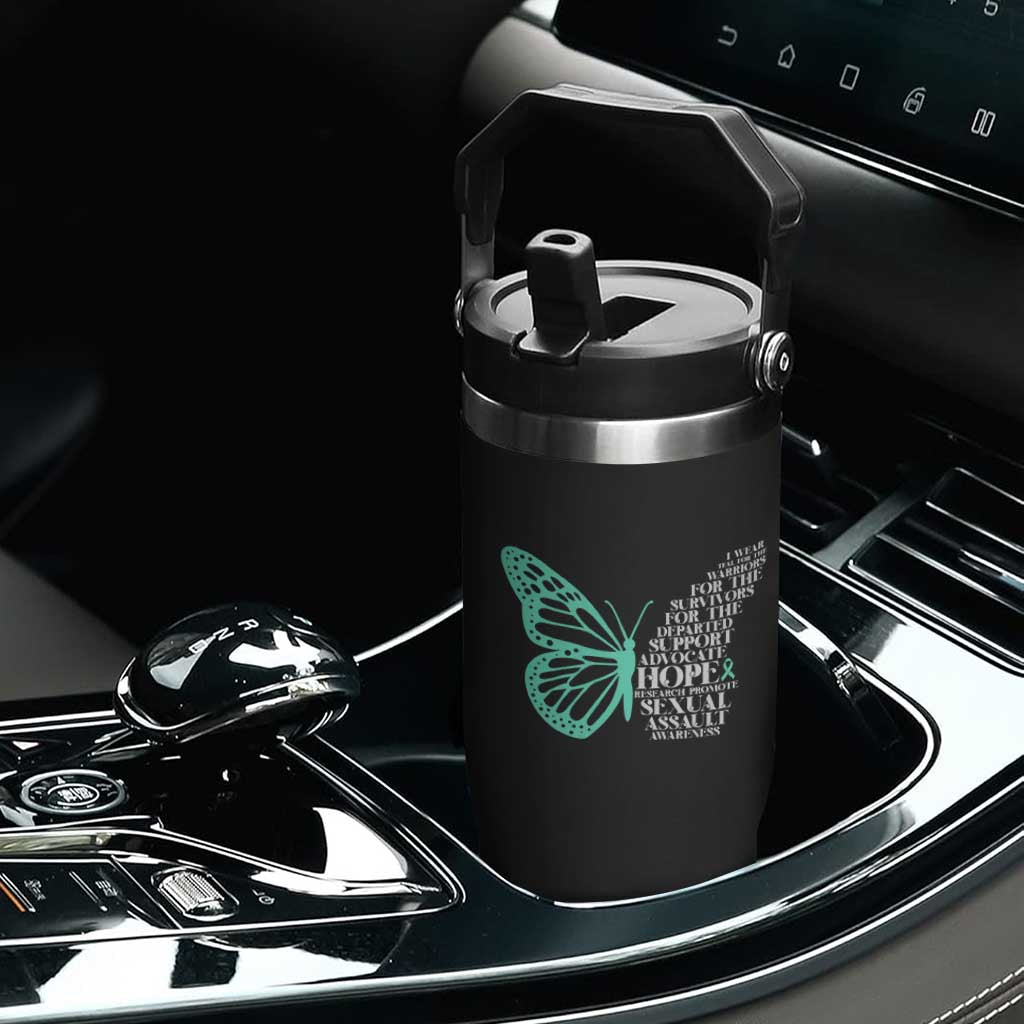 I Wear Teal For Sexual Assault Awareness Flip Straw Tumbler TS14 Print Your Wear