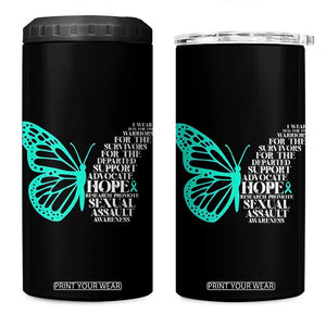 I Wear Teal For Sexual Assault Awareness 4 in 1 Can Cooler Tumbler TS14 One Size: 16 oz Black Print Your Wear
