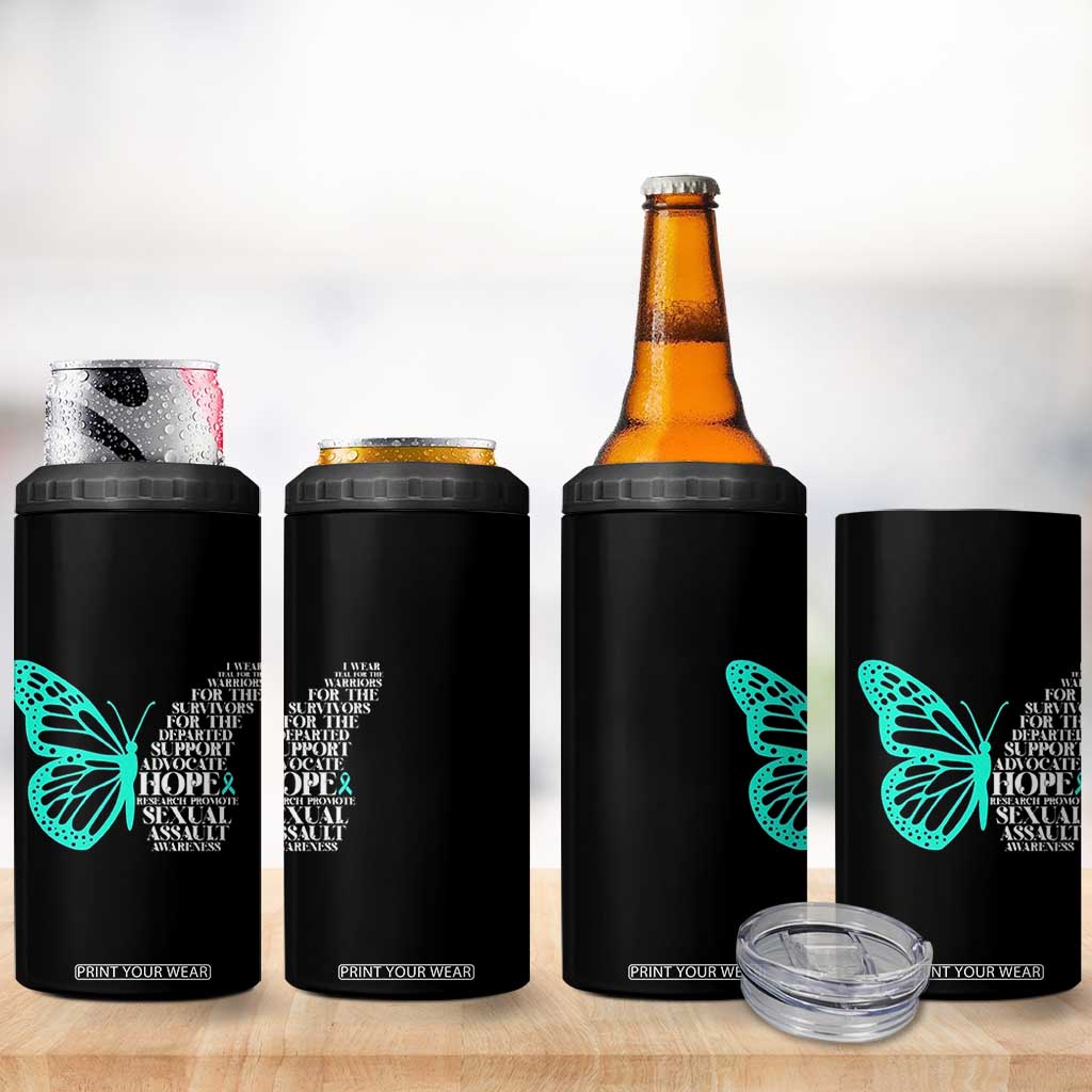 I Wear Teal For Sexual Assault Awareness 4 in 1 Can Cooler Tumbler TS14 Print Your Wear