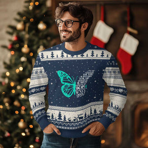 I Wear Teal For Sexual Assault Awareness Ugly Christmas Sweater TS14 Navy Beige Print Your Wear