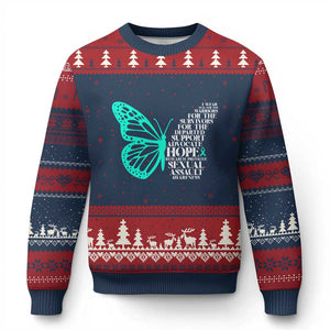 I Wear Teal For Sexual Assault Awareness Ugly Christmas Sweater TS14 Navy Red Print Your Wear