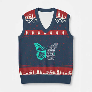 I Wear Teal For Sexual Assault Awareness V-Neck Knit Sweater Vest TS14 Navy Red Print Your Wear