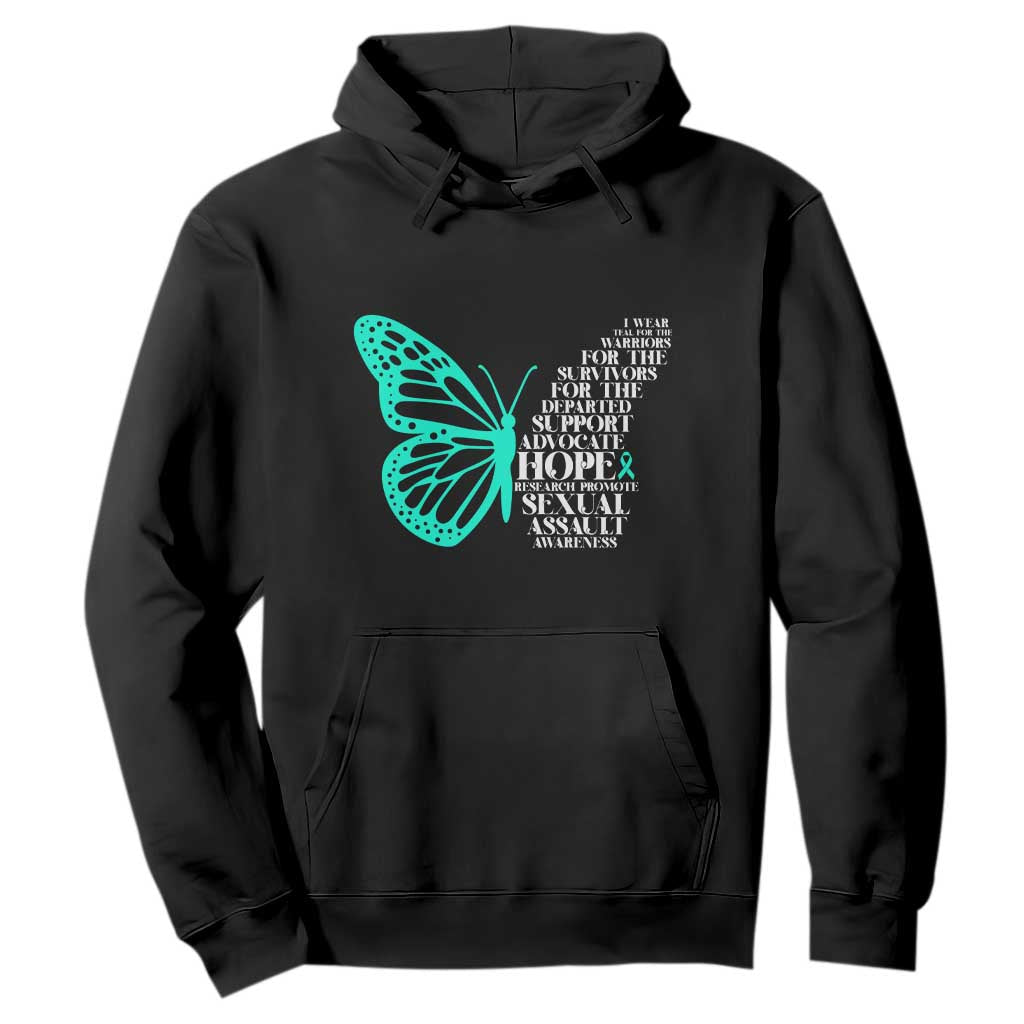 I Wear Teal For Sexual Assault Awareness Hoodie TS14 Black Print Your Wear