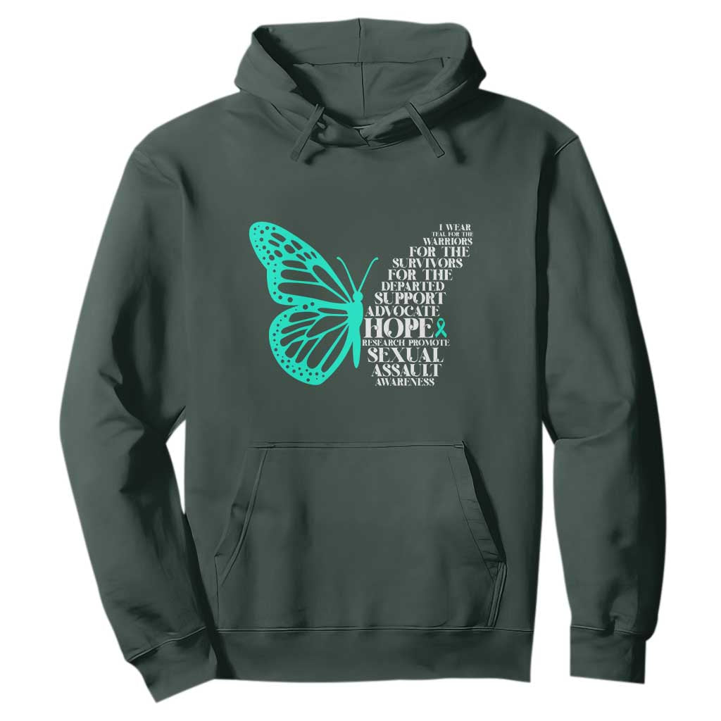 I Wear Teal For Sexual Assault Awareness Hoodie TS14 Dark Forest Green Print Your Wear