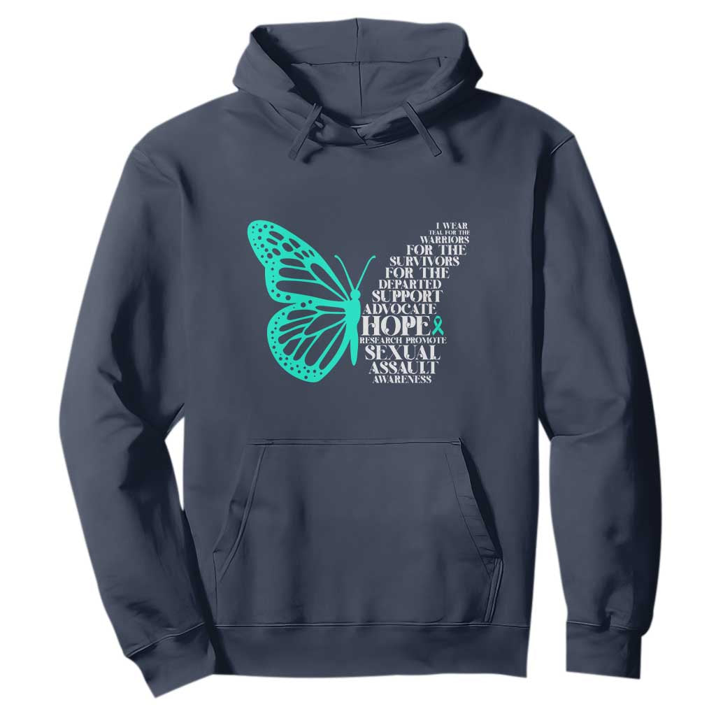 I Wear Teal For Sexual Assault Awareness Hoodie TS14 Navy Print Your Wear