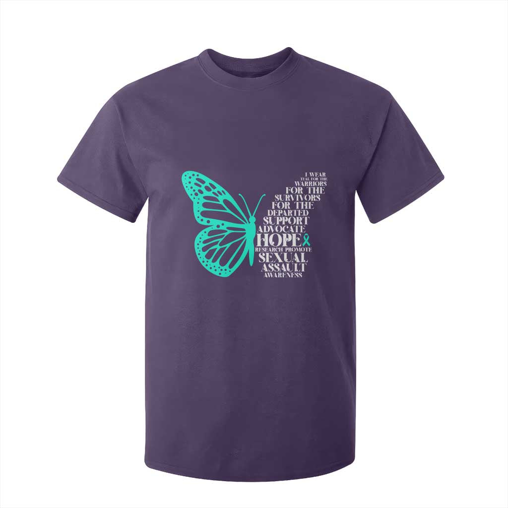 I Wear Teal For Sexual Assault Awareness T Shirt For Kid TS14 Purple Print Your Wear