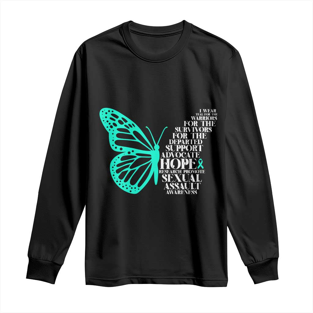 I Wear Teal For Sexual Assault Awareness Long Sleeve Shirt TS14 Black Print Your Wear