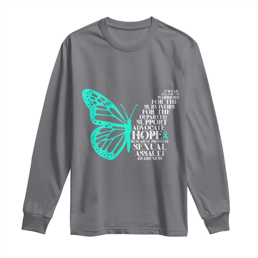 I Wear Teal For Sexual Assault Awareness Long Sleeve Shirt TS14 Charcoal Print Your Wear