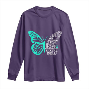 I Wear Teal For Sexual Assault Awareness Long Sleeve Shirt TS14 Purple Print Your Wear
