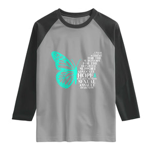 I Wear Teal For Sexual Assault Awareness Raglan Shirt TS14 Sport Gray Black Print Your Wear