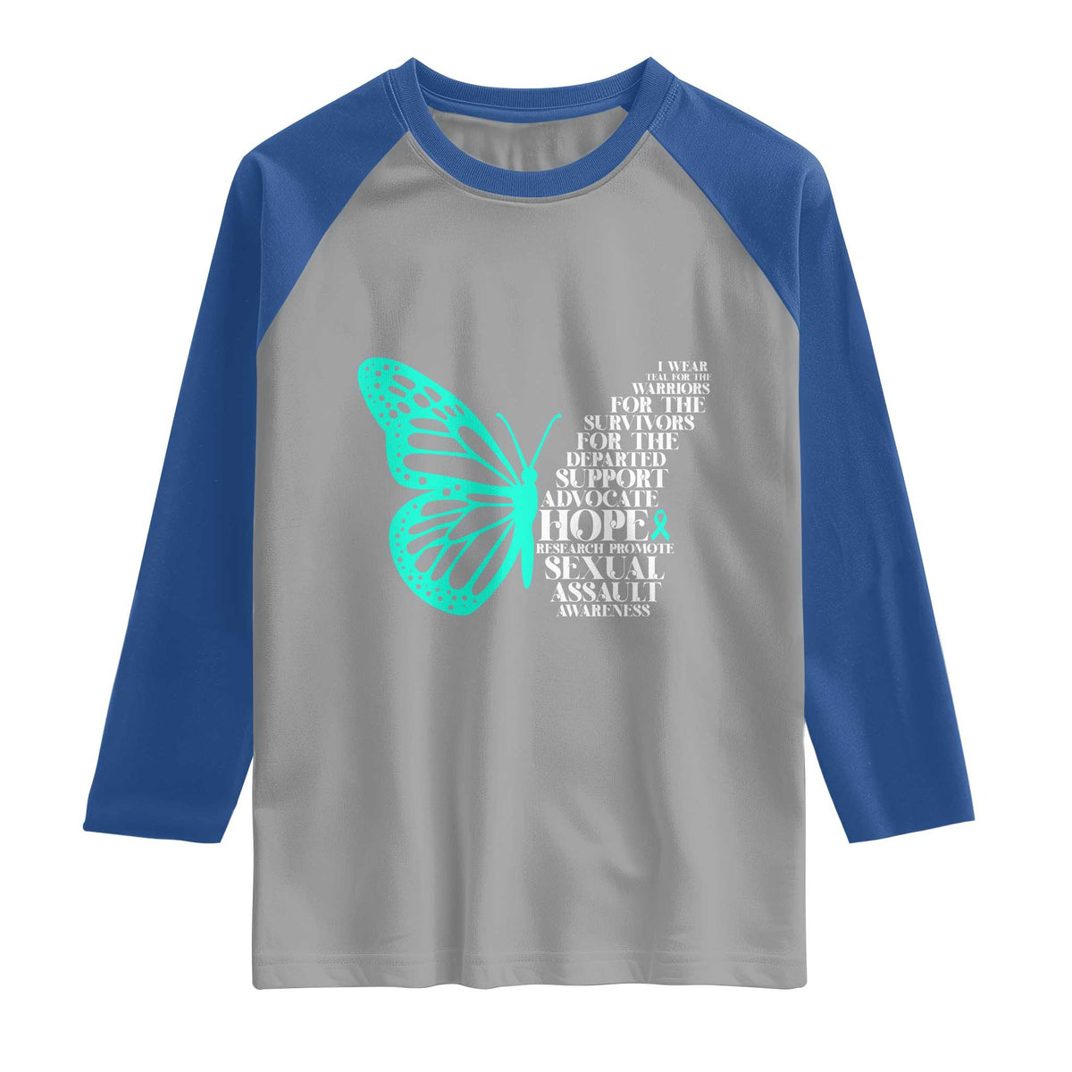 I Wear Teal For Sexual Assault Awareness Raglan Shirt TS14 Sport Gray Royal Print Your Wear