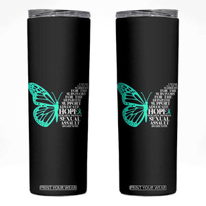 I Wear Teal For Sexual Assault Awareness Skinny Tumbler TS14 Black Print Your Wear