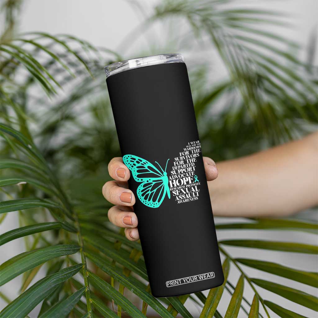 I Wear Teal For Sexual Assault Awareness Skinny Tumbler TS14 Print Your Wear