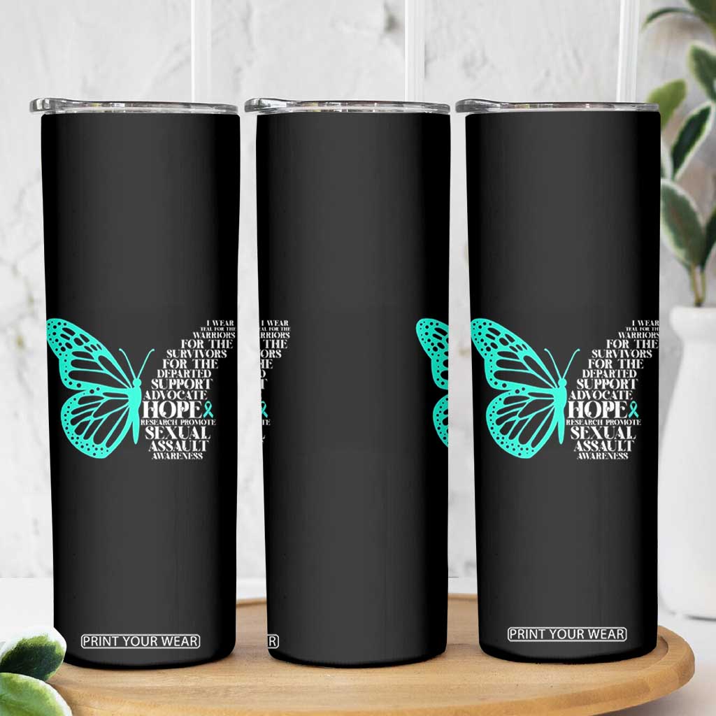 I Wear Teal For Sexual Assault Awareness Skinny Tumbler TS14 Print Your Wear