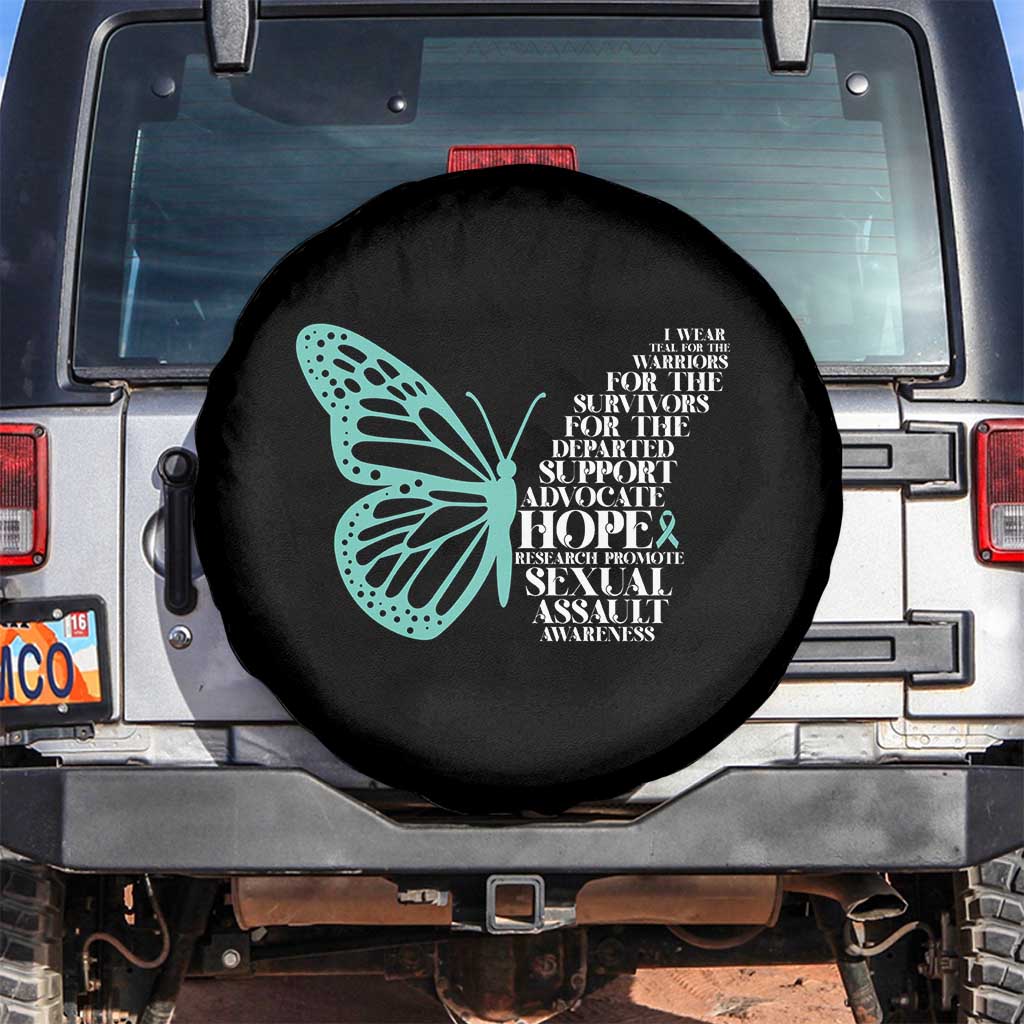 I Wear Teal For Sexual Assault Awareness Spare Tire Cover TS14 No hole Black Print Your Wear
