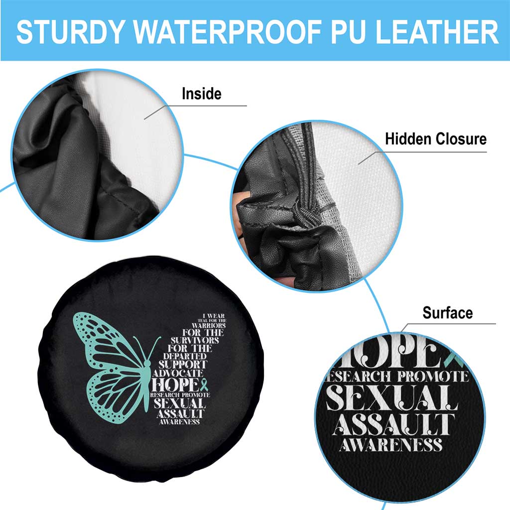 I Wear Teal For Sexual Assault Awareness Spare Tire Cover TS14 Print Your Wear