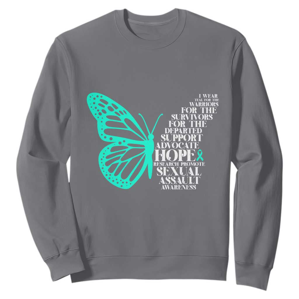I Wear Teal For Sexual Assault Awareness Sweatshirt TS14 Charcoal Print Your Wear