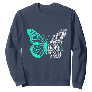 I Wear Teal For Sexual Assault Awareness Sweatshirt TS14 Navy Print Your Wear