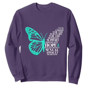 I Wear Teal For Sexual Assault Awareness Sweatshirt TS14 Purple Print Your Wear