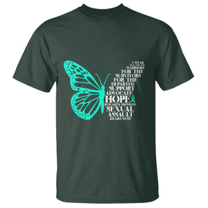 I Wear Teal For Sexual Assault Awareness T Shirt TS14 Dark Forest Green Print Your Wear