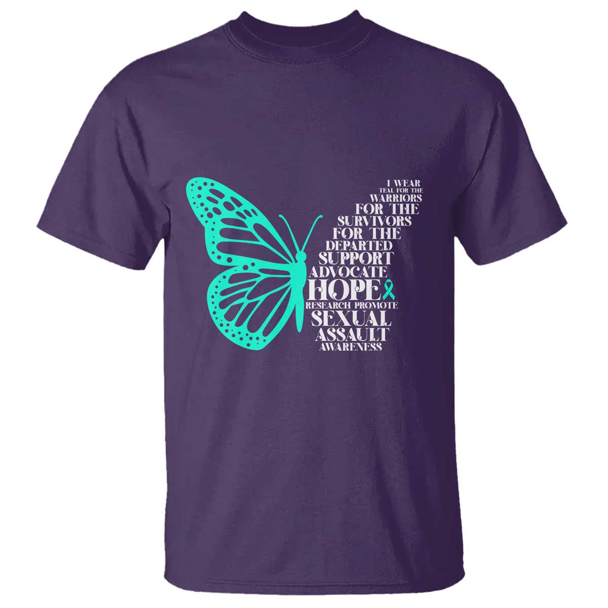 I Wear Teal For Sexual Assault Awareness T Shirt TS14 Purple Print Your Wear